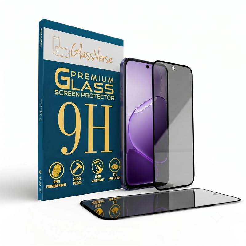 Image of GlassVerse Ultra Privacy Tempered Glass For Oppo K14 5G (Pack Of 2) with Free Installation Kit. Edge To Edge. (In-Screen FingerPrint Lock will not work with the Privacy Guard) - 6.75 inch