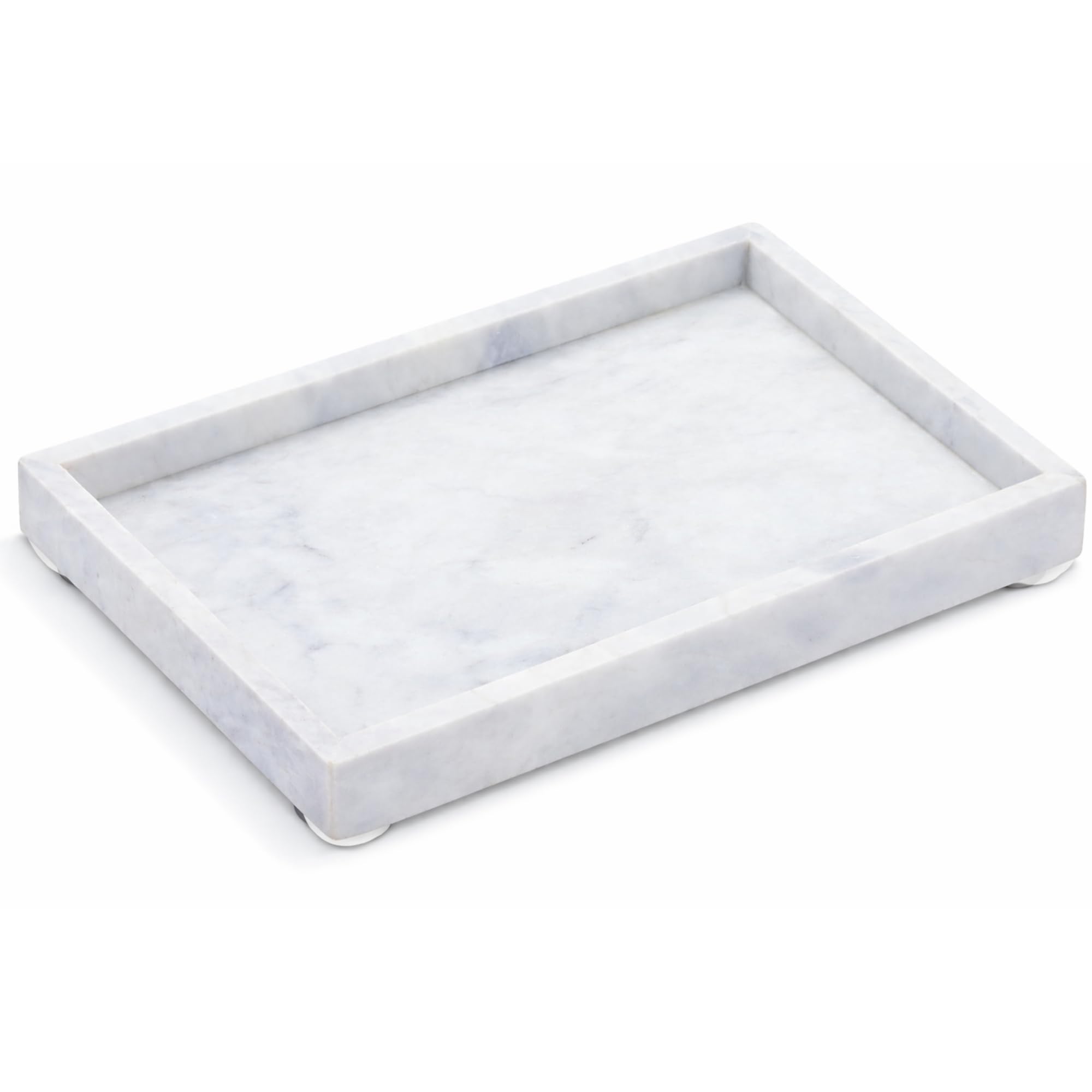 Natural White Marble Tray for Bathroom | Kitchen | Vanity | Desktop, Stone Organizer for Coffee Table, Dresser, Nightstand, Candles, Soap, Towel, Plant, Jewelry (12" x 8"), Rectangular