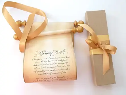 Wedding vows scroll, love letter, secret message scroll,...