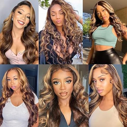 Extensiones de cabello humano natural Body Wave rubio con mechas P427 7