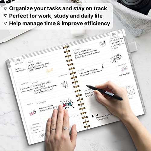 Allgod Academic Planner 2023-2024 Daily Weekly And Monthly Planner 2023-2024 Agenda, July 2023-June 2024, B5 2023 Calendar Planner Notebook With 12 Monthly Tabs, Waterproof Cover 7"×10" Black & Gray #TOP1