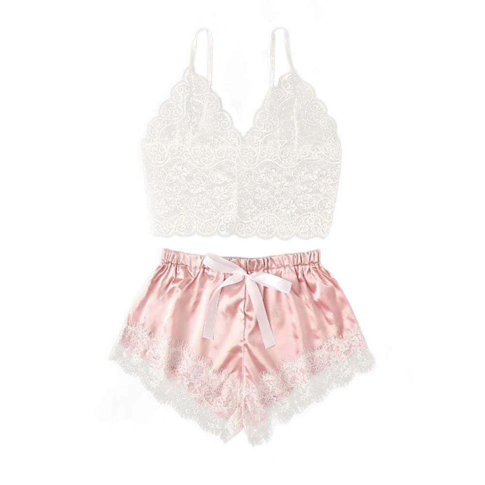 Mujer Sexy Color Fina Lenceria para Dama Sensual y EleganteConjuntos de Pijamas para Mujer Sujetadores Sexis para Mujer Ropa de Dormir de Encaje Sexy Ropa Interior Tops Conjuntos de Bragas