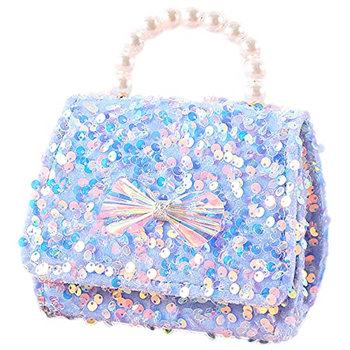 Image of Todder Sequin Handbag Purse Girls Glitter Bow Wallet Crossbldy Bag | Small Sparkly Bag with Pearl Handle, Removable Crossbody Strap, Gift for Daughter Granddaughter Niece Little Girls