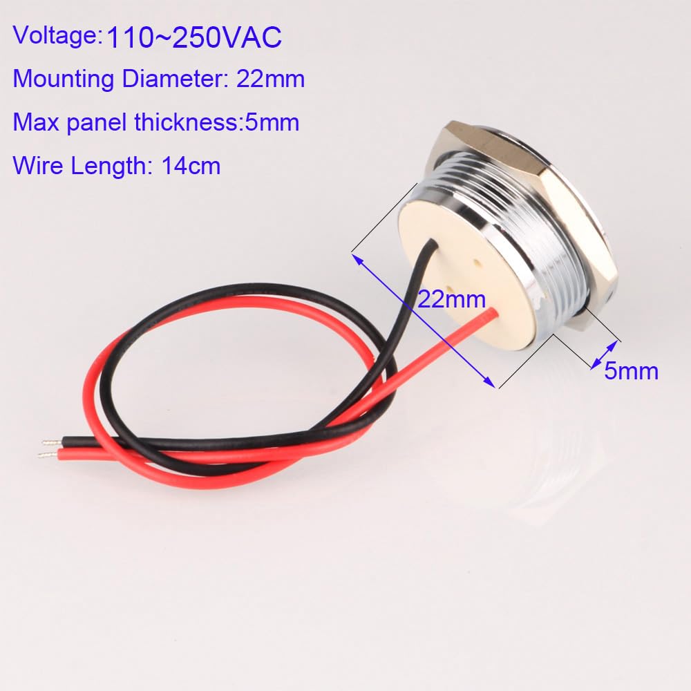 4 Indicatori LED Rossi 110-230V - Luce Di Segnalazione Impermeabile IP65, Foro 16mm - Foto 10