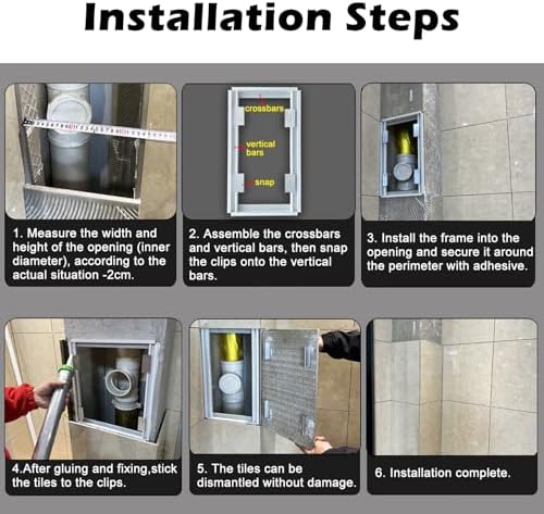 Tile Access Panel 10x10 12x12 14x14 16x16 24x24 - Hidden Wall Access Cover for Plumbing Inspection, Shower Valve, Durable Aluminum Construction