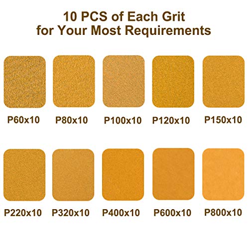 Image of 6-Inch No-Hole Hook and Loop Sanding Discs, 60 /80 /100 /120 /150 /220 /320 /400 /600 /800 Assorted Grits Sandpaper for Random Orbital Sander, 100-Pack