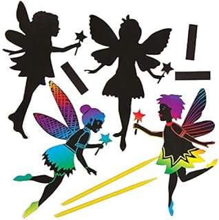 Baker Ross AG836 Fairy Scratch Art Magnets (Pack of 10) for Kids Party Bag Fillers, Assorted, 10 Pack