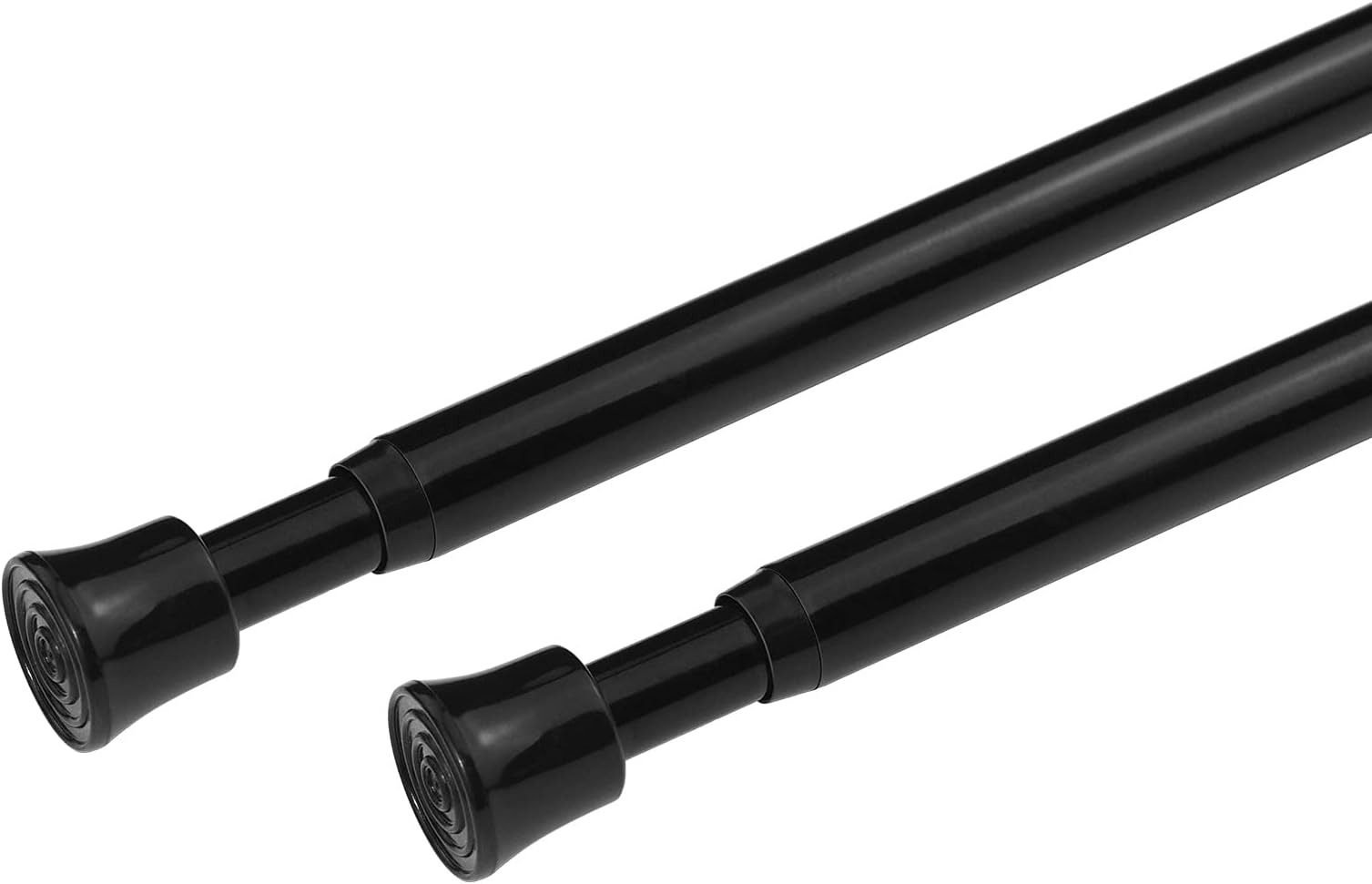 KXLIFE2Pcs Small Window Tension Rods Adjustable 17 to 28 Inch Expandable Spring Rod for Basement & Kitchen Curtains, Black