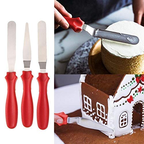 T4G Professional Offset Spatula Set,3-Piece Stainless Steel Icing Spatula Variety Set & Cake Decorating Tools,2 Angled and 1 Straight