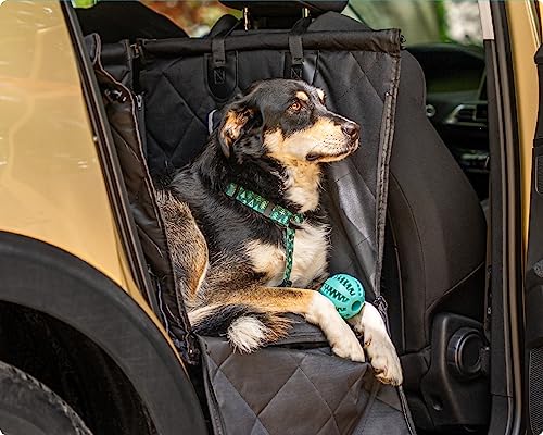 RAGI Hunde Autositz mit Hundegurt - Verstärkter und Stabiles - Hundeautositz für Den Rücksitz im Autos - Schutz für Autositze - Transportbox Hund für Rückbank Faltbar - Shwarz