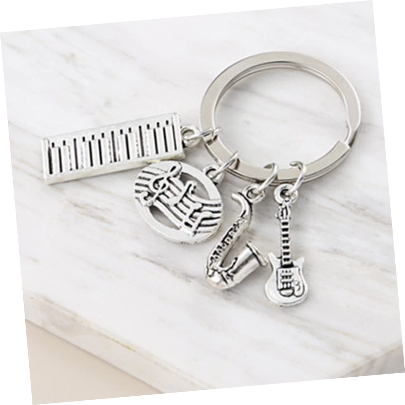 BESPORTBLE Llavero De Musica Simple Musical Llaves Acortar Cadenas Anillo De Llave De Aleación Decoración De Llavero De Mochila Escolar Colgante De Llave Decoración Plata