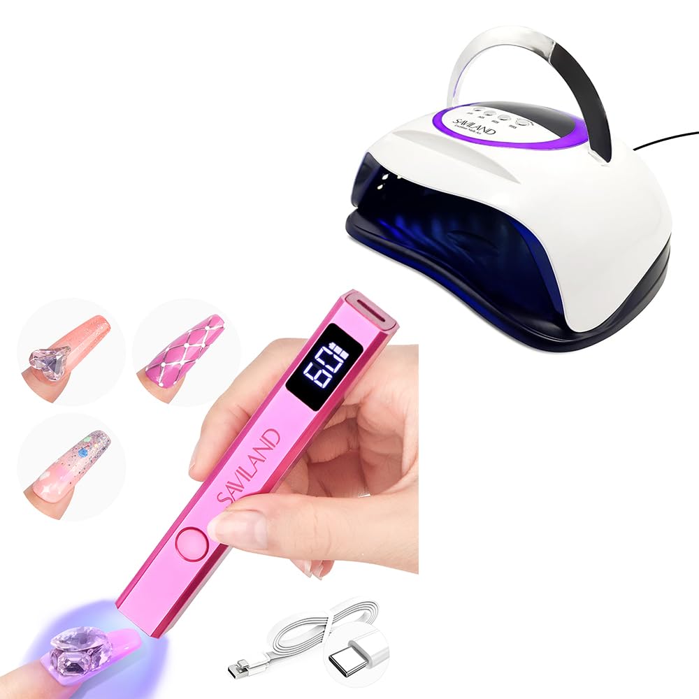 SAVILAND Handheld U V Nail Light for Nails: 12W Nail Lamp Fast Curing 2024 LCD Display SAVILAND 300W U V LED Nail Lamp: Motion Sensor Nail Dryer Super Fast Curing U V Light for Gel Nails with 72 Beads