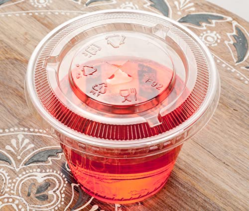 Image of Golden Apple Cup series, 9oz-50sets Clear Plastic cups with Flat lids with hole BPA Free