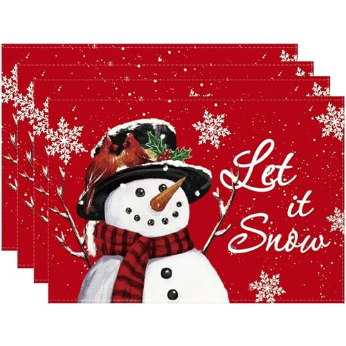 Platzset Weihnachten 4er Set, LMSHOWOWO 30 x 45 cm Schneemann Tischset...