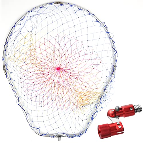 SANLIKE ランディングネット タモジョイント アルミ製 大型タモ網 折りたたみ ナイロンネット 超軽量 オーバルフレーム Lサイズ タモ枠52×65p ネットジョイント レッド