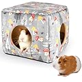 Hedgeink Guinea Pig Hideout Rabbit Bed Cubic Guinea Pig House Accessories Machine Washable Rabbit House Hideaway Hamster Bed for Bunny Chinchilla Ferret Small Pets