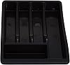 Midnight Plastic Kitchen Cutlery Tray Organizer - Drawer Insert for Tidy Storage and Organization Black