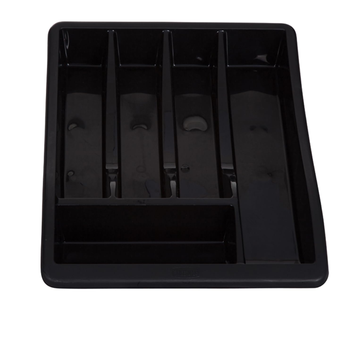 Midnight Plastic Kitchen Cutlery Tray Organizer - Drawer Insert for Tidy Storage and Organization (Black)