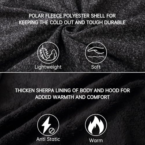 Image of LeeHanTon Sherpa Lined Hoodies for Men Heavyweight Full Zip Up Sweatshirt Thick Fleece Winter Warm Work Jackets Plus Size