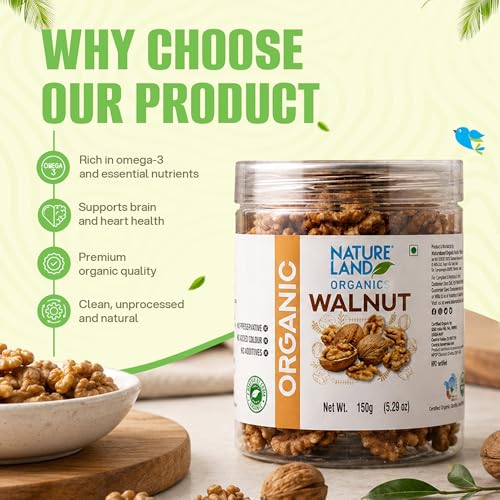 Image of Natureland Organics Walnuts (Akhrot) 150 Gm - Without Shell