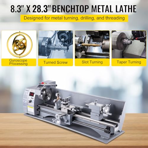 VEVOR Metal Lathe, 8.26"x28.3" Lathe Machine, 2500 RPM Variable Speed Change 750W Brushless Motor Precision Lathe Milling Machine for Various Metal Turning Working - Image 2