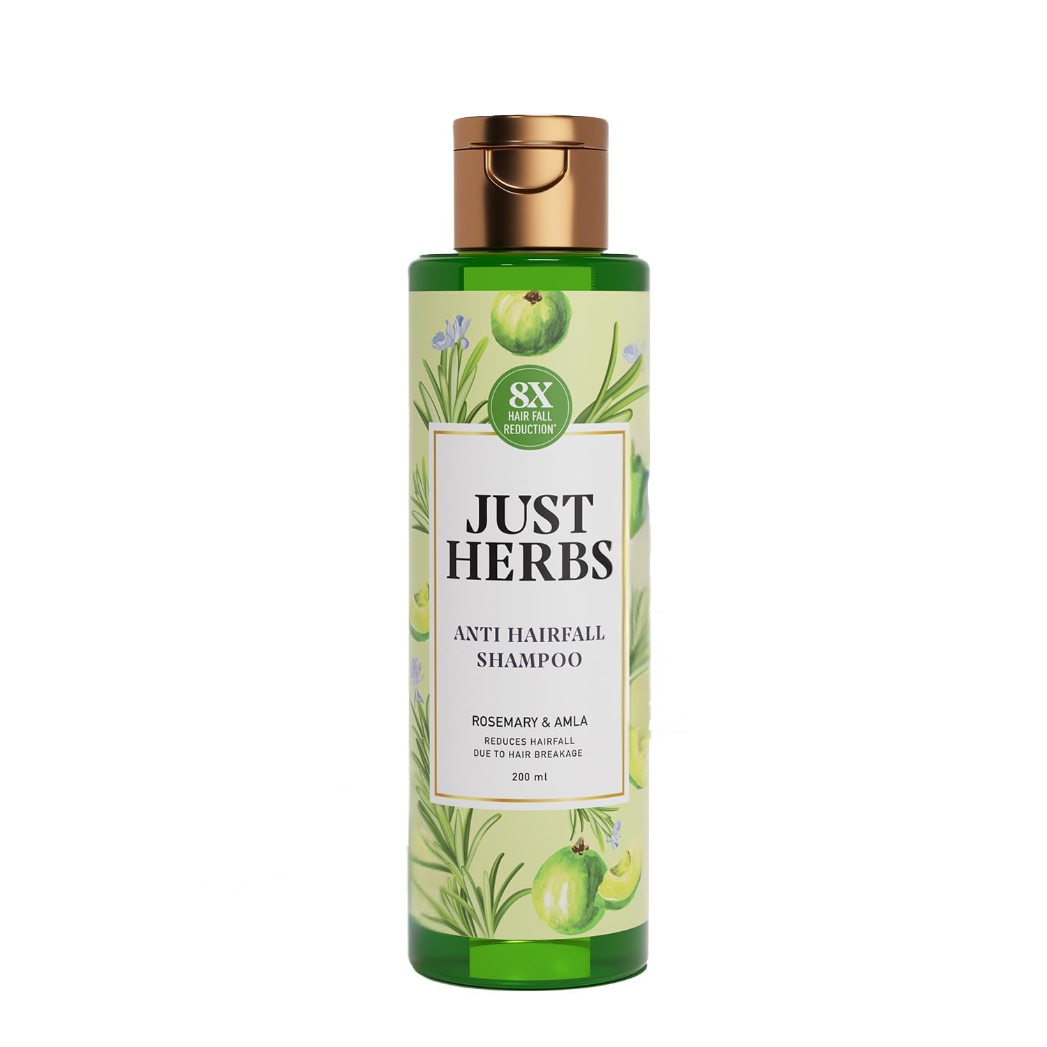 Just Herbs 8 in 1 Root Nourishing Amla Neem Hair Fall Control Shampoo For Men & Women - Suitable For Oily Hair Scalp, Sulphate & Paraben Free 200 ml