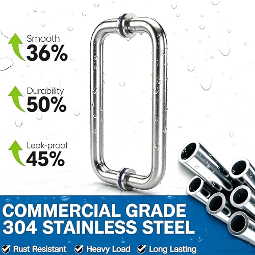 NovaNectar Glass Shower Door Handle, Bathroom Shower Door Replacement Handles, Back to Back 304 Stainless Steel Pull Hardware for Sliding、Frameless Shower Doors Pull Handle (Brushed Nickel, 6 inch) by NovaNectar - Image 3