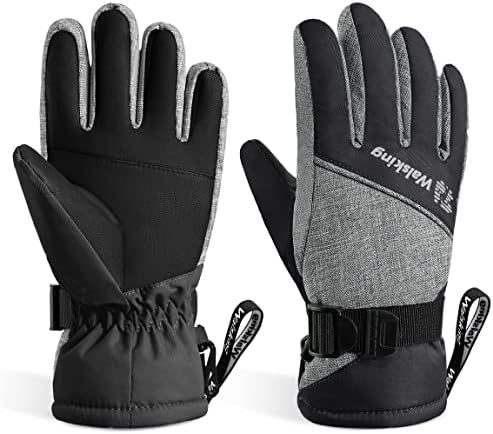 Walsking Kids Winter Snow&Ski Gloves-3M Thinsulate Waterproof Cold Weather Youth Gloves for Skiing,Snowboarding-Fits Boys and Girls