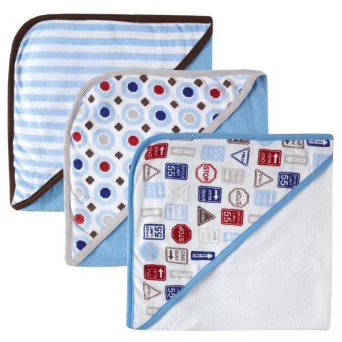 Image of Luvable Friends Hooded Towels in Mesh Bag, Blue, 3-Count