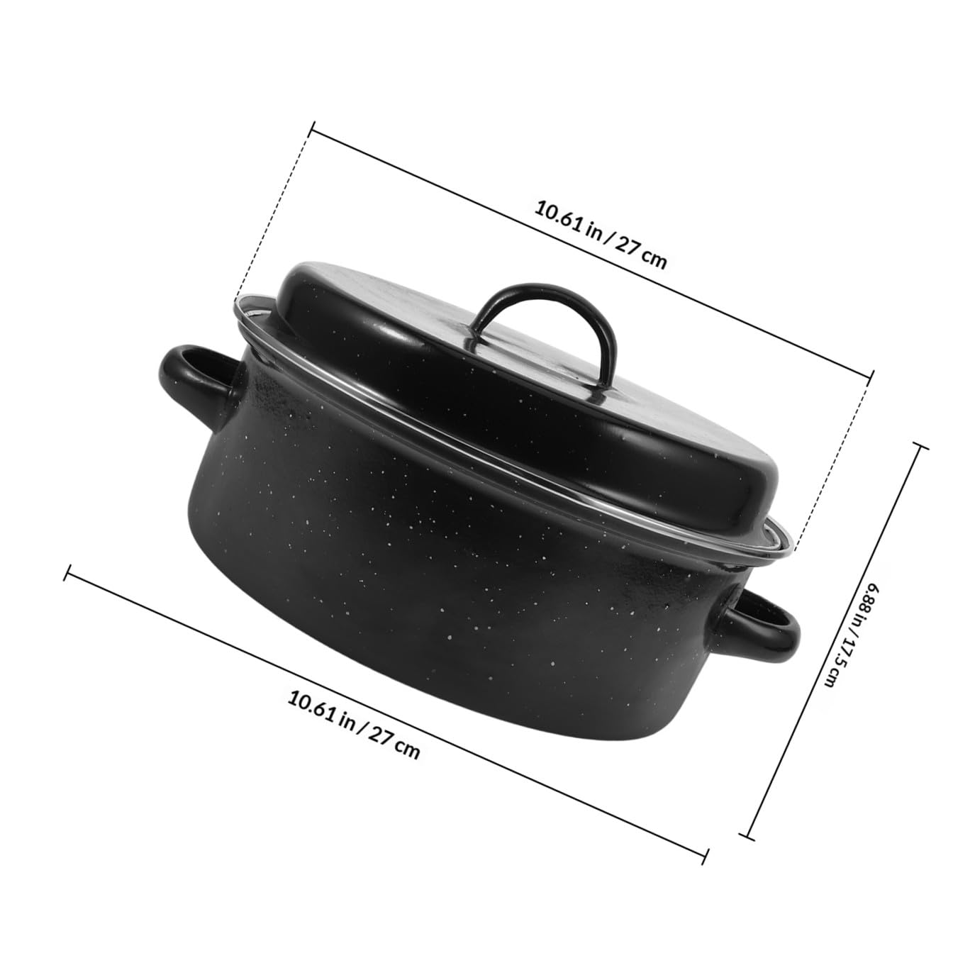 Bräter und Bratform mit Deckel aus Eisen Emaillierter als Kartoffeltopf Schwarzer Verschleißfester Boden zum Kochen für Backofen