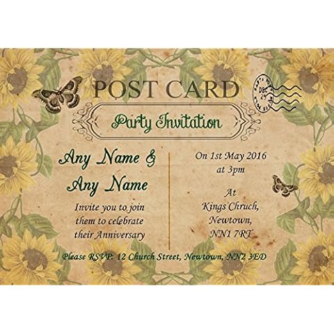 Personalised Sunflower Anniversary Party Invitations Cover