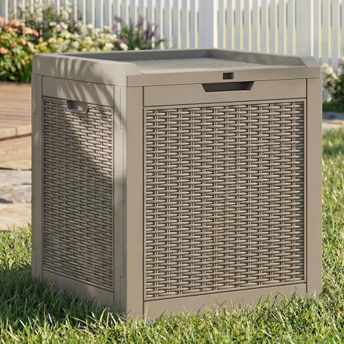 YITAHOME 32 Gallon Deck Box, Indoor Outdoor Storage Box for Patio Furniture, Pool Accessories, Cushions,Garden Tools,Sports Equipment, Waterproof Resi