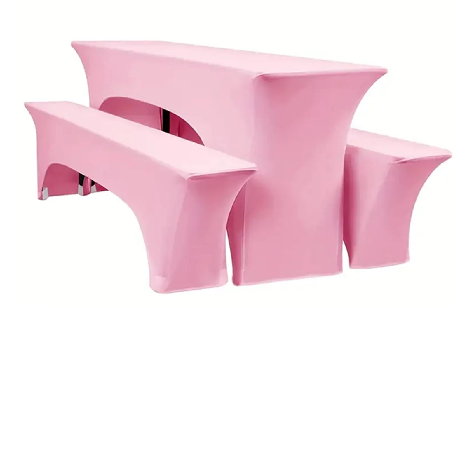 SUBLXPoten Cocktail Table Cover 3Pcs Spandex Table Cover Open Back Fitted Polyester Tablecloth Stretch Washable Tablecover Toppers for Home(Pink,50x220cm)