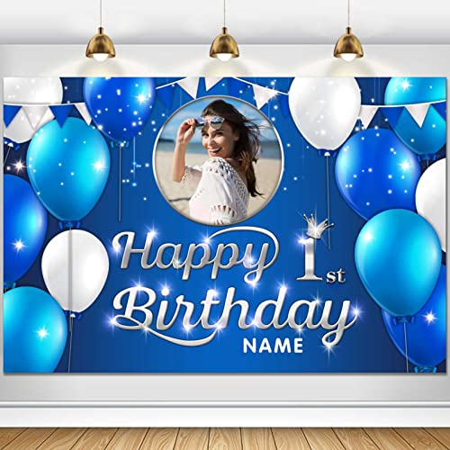 Dicodes Large Navy Blue Custom 1st Birthday Banner