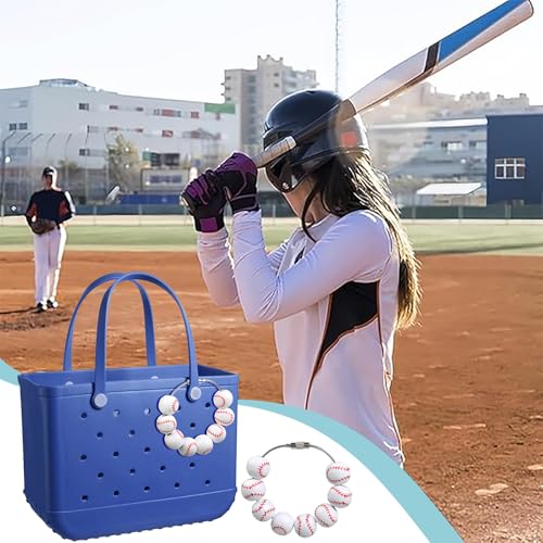 Sports Charms for Bogg Bag, Wooden Beads Accessories Charm for Simply Southern Beach Bag, Beach Tote Bag Charms for Men Women,Baseball2