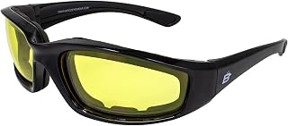 Birdz Oriole Motorcycle Padded Glasses YELLOW Anti Fog -FREE Rubber Ear Locks