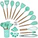 Duerer 36 Piezas Utensilios Cocina de Silicona, Juego de Utensilios de Cocina, Herramienta de Cocina Antiadherente Resistente al Calor con Mango de Madera (sin BPA)