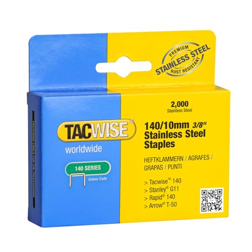 Tacwise 1217 Grapas de Acero Inoxidable Profesionales Tipo 140/10mm, 2000 Grapas