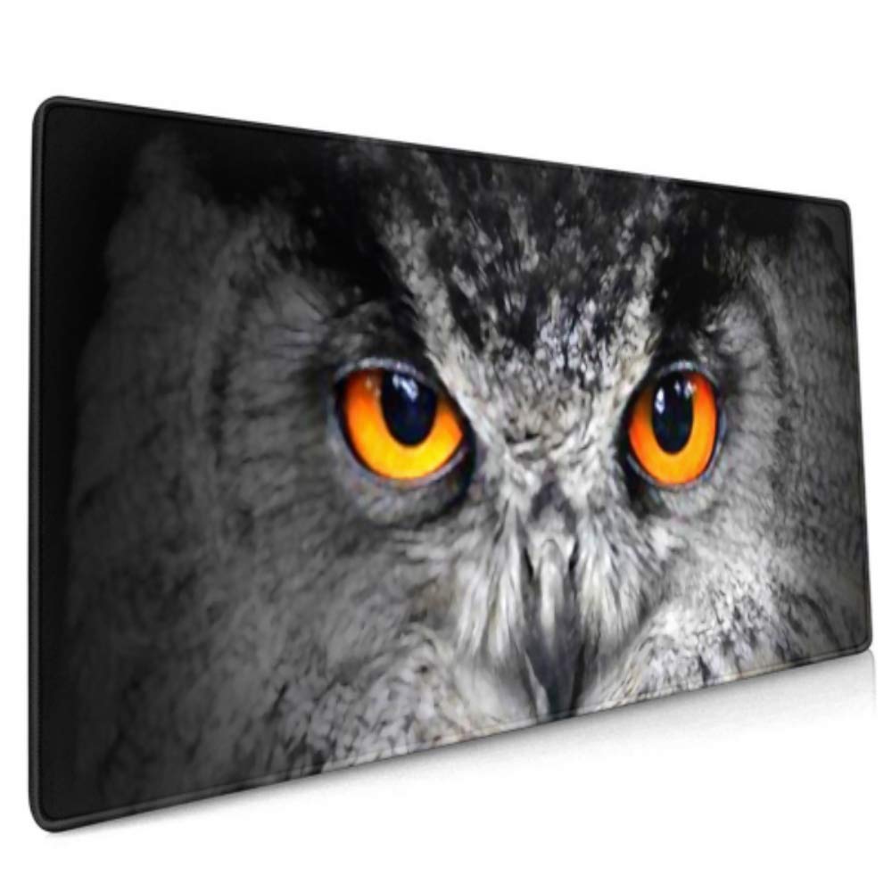 Long Mousepad (35.5x15.8in) Evil Eyes Eagle Owl Bubo Desk Pad Keyboard Mat, Non-Slip Base, Water-Resistant, for Work & Gaming, Office & Home
