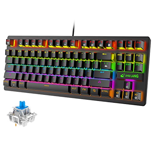 Teclado para videojuegos, teclado mecánico con cable USB, retroiluminación RGB Rainbow LED, 87 teclas anti fantasma, para jugadores y mecanógrafos, para PS3, PS4, PS6, Xbox One, Nintendo PC, Mac