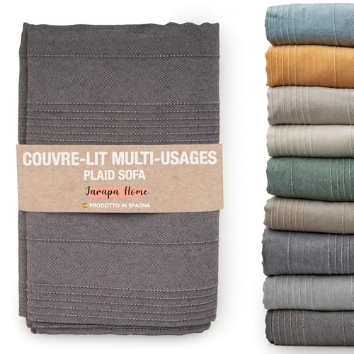 Jarapa Home Made with love Couvre-lit Multi-Usages Plaid Canape Couvre-Lits Blancs, Housse de Canapé Résistant et de Qualité Fabriqué en Espagne....