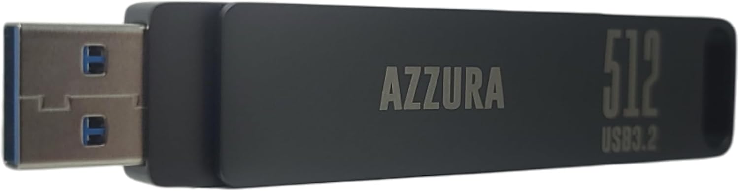 Azzura 1000MB/s USB 3.2, 512GB Flash Drive, Portable SSD, USBSSD, Dual Interface, Swivel Design, Aluminum Case, USB-C and -A Connector