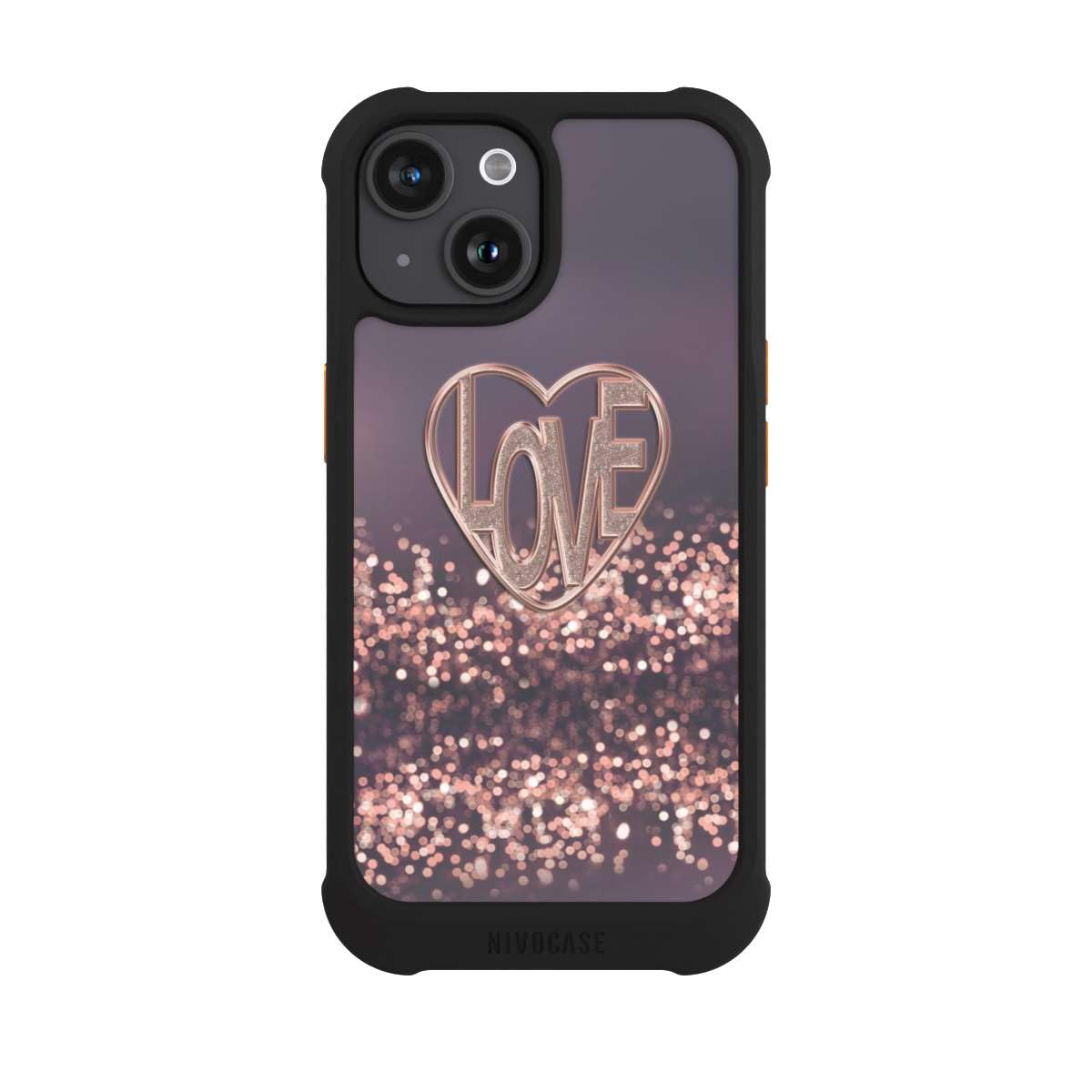 Custodia per Apple iPhone 15 Glitter Look pink Amore