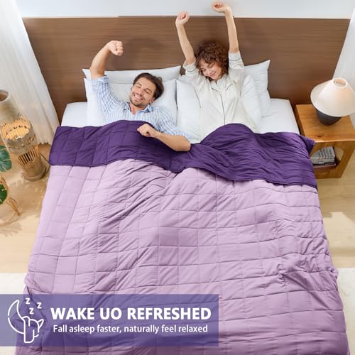 Image of King Size Weighted Blanket for Adults (30 lbs, 80 inch x 87 inch, Purple) Cooling Heavy Blanket for Sleeping Perfect for 290-310 lbs, Breathable Blanket for Adults & Couple All Season, Machine Washable