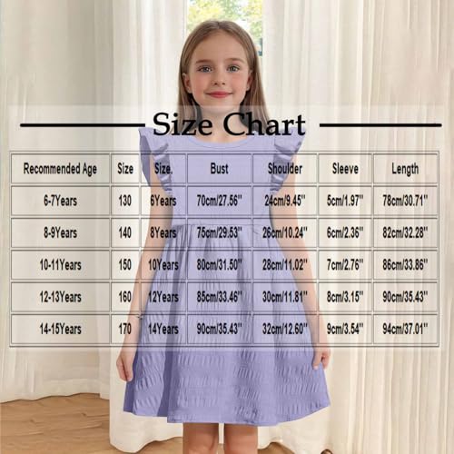 wodceeke Girls Ruffle Sleeve Dress Summer Beach Flowy Dresses Back Button Swing Mini Sundress2