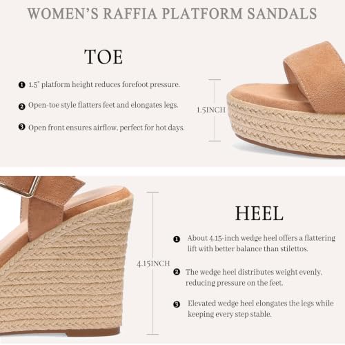 Image of UTIKLIOU Womens Wedge Sandals Platform Sandals Open Toe Ankle Strap Espadrille Wedge Heels for Vacation Beach Summer