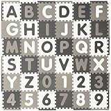 Tadpoles Soft EVA Foam 36Piece ABC Playmat Set, 74x 74 (36 Sq'), Grey/White, 36 Sq Ft