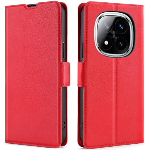 BonwFzin �K�p Xiaomi Redmi Note 14 Pro 5G �P�[�X �蒠�^ ���^ �y�� ���b�h �m�[�g 14 �v�� 5G �X�}�z�P�[�X RedmiNote14Pro5G �蒠�J�o�[ �g�уJ�o�[ �y�� ���� �Y�f�@�ے� PU ���U�[ �}�O