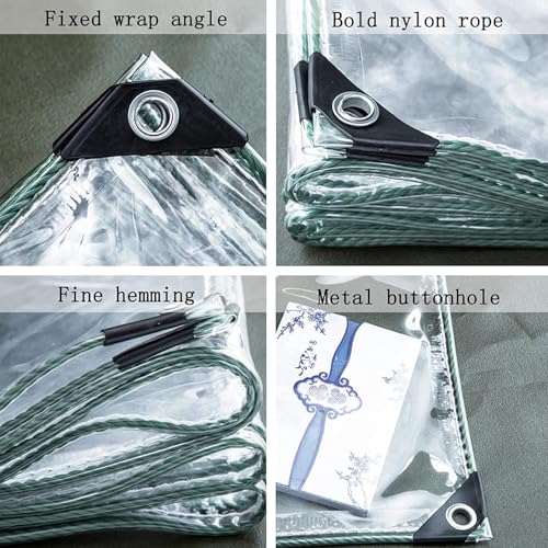 Bâche transparente en PVC 0,5 mm avec œillets 2x1,5m pour balcon - 5