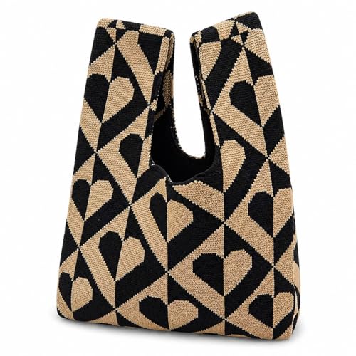 Image of Kawn Crochet Wrist Handbag for Women Wristlet Sleeve Knot Pouch Portable knitted breathable lightweight foldable Casual Small Purse Cute Tote Bag For Shopping, Dating, Travel